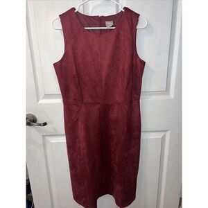 Chico's Modest Career‎ Sleeveless Suede Sheath Dress in Deep Garnet size 0-NWT